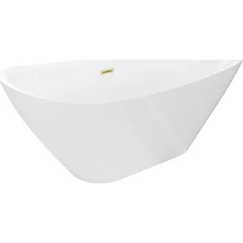 Vana Mexen Lotos samostatně stojící vana 140 x 75 cm, bílá, zlatý kartáčovaný přepad - 52051407700-55 Volně stojící vany