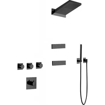 Vodovodní baterie Mexen Fall podomítková sprchová sada, černá - 7602-04-70 Podomítkové sprchové systémy