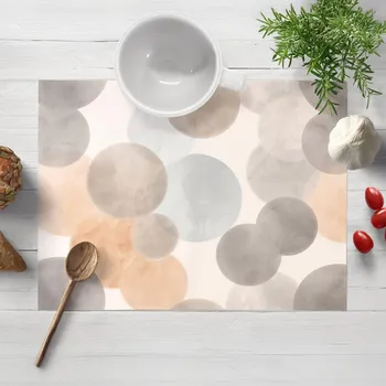 prostírání Sametové prostírání na stůl Tamara TMR-047 Šedo-béžová kola na smetanovém 30x40 cm