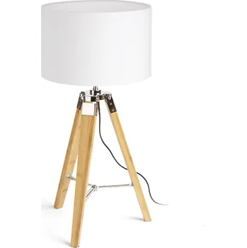 Lampička ALVIS/RON 40 stolní Polycotton bílá/bambus 230V LED E27 15W