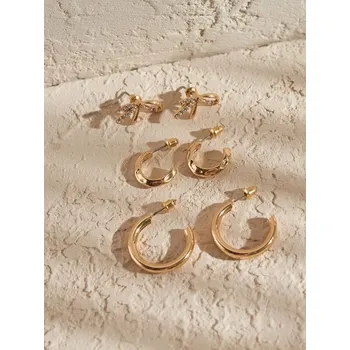 Náušnice Sinsay - Sada 3 párů náušnic - zlatá - 028EK-GLD - 028EK-GLD-ONE