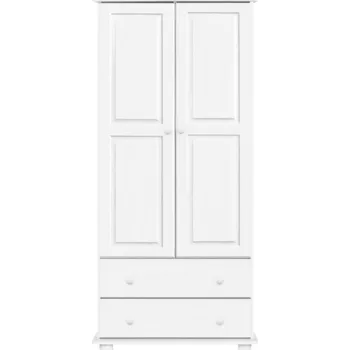 Šatní skříň Skříň BRIGGS 2D2S, masiv borovice, bílý lak + vyzvednutí ZDARMA