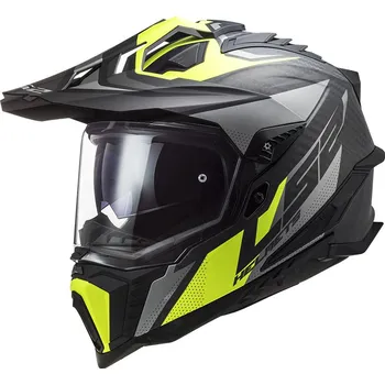Helma na motorku LS2 přilba EXPLORER CARBON MX701 Focus matt titanium/hi-vis yellow - 2XL