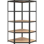 Max Rohový kovový regál 150 x 75 x 30 x 63 cm 5 polic 750kg černý