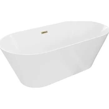 Vana Mexen Luna Slim volně stojící vana 170 x 75 cm, bílá, přepad zlatý - 52041707500-50 Volně stojící vany