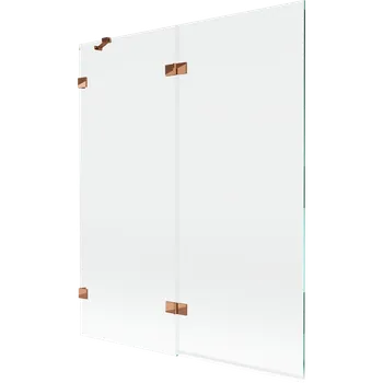 Vanová zástěna Mexen Lunar vanová zástěna 2křídlová levá 140 x 150 cm, transparentní, růžové zlato - 897-140-100-60-00-L Vanové zástěny