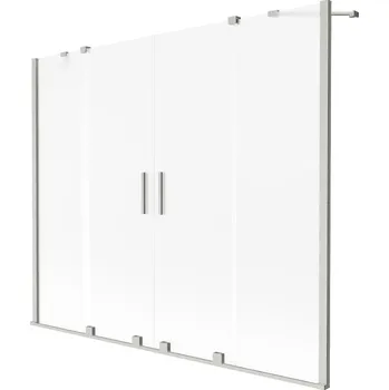 Vanová zástěna Mexen Velar Duo vanová zástěna dvoukřídlá posuvná 180 x 150 cm, matné sklo, kartáčovaný nikl - 896-180-000-32-97 Vanové zástěny