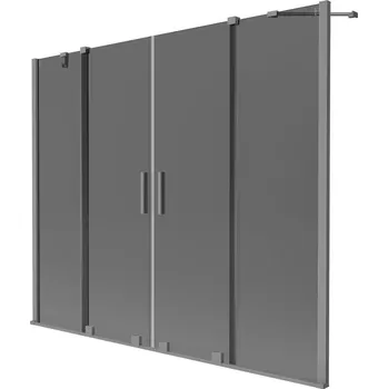 Vanová zástěna Mexen Velar Dvojitá sprchová zástěna 2-křídlová posuvná 200 x 150 cm, grafit, gun metal - 896-200-000-42-95 Vanové zástěny