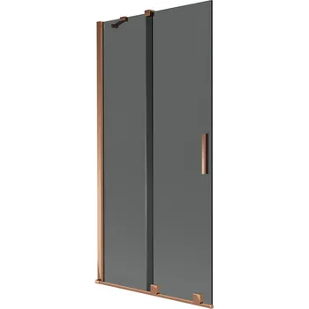 Vanová zástěna Mexen Velar vana parawan 2-křídlový posuvný 90 x 150 cm, grafit, růžové zlato - 896-090-000-41-60 Vanové zástěny