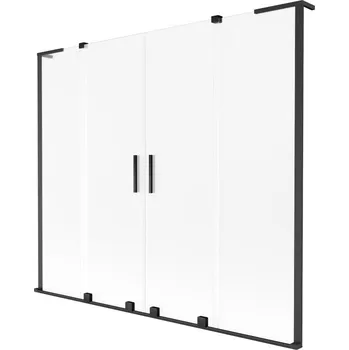 Vanová zástěna Mexen Velar L Duo vanová stěna 2-křídlová posuvná 200 x 150 cm, matná, černá - 896-200-003-32-70 Vanové zástěny