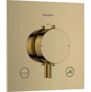 Vodovodní baterie HANSGROHE - Ecostat Comfort E Termostatická baterie pod omítku, pro 2 spotřebiče, leštěný vzhled zlata 33716990