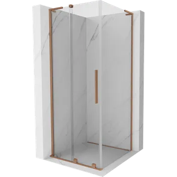 Mexen Velar L posuvná sprchová kabina 90 x 90 cm, transparentní, kartáčovaná měď - 871-090-090-03-65 Sprchové kouty