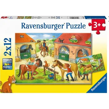 RAVENSBURGER Puzzle - Prázdniny na statku s koňmi (2 x 12 dílků)