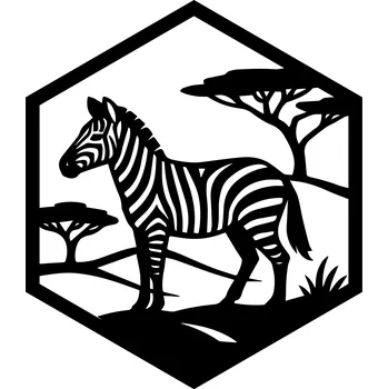 Dřevěná dekorace ZEBRA - hexagon
