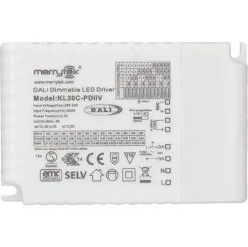 Napájecí zdroj pro osvětlení DALI stmívatelný driver 30W, PF 0,93, výstupní napětí DC9-58V, výstupní proud 300-900mA