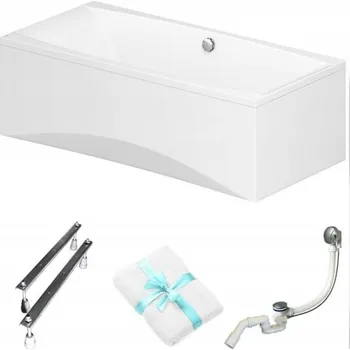 Vana Obdélníková vana Cersanit Virgo 190x90 + bílý panel, sifon, nožičky, držák na ručník