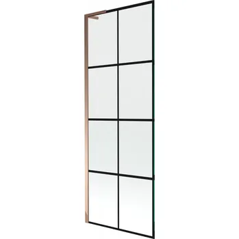 Vanová zástěna Mexen Next L vanová zástěna 1-křídlová 70 x 150 cm, černá mřížka, růžové zlato - 895-070-000-03-77-60 Vanové zástěny