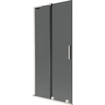 Vanová zástěna Mexen Velar L vanová zástěna 2-křídlová posuvná 95 x 150 cm, grafit, kartáčovaný nikl - 896-095-003-41-97 Vanové zástěny