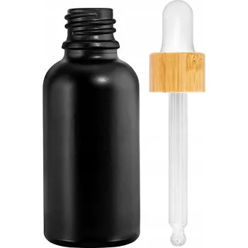 Láhev SKLENĚNÁ LÁHEV 50ML ČERNÁ S BAMBUSOVOU PIPETOU