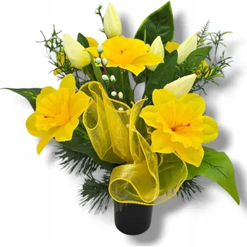 Smuteční dekorace KYTICE VLOŽKA DO VÁZY KVĚTINY NA HŘBITOV HROB POMNÍK VZOR JARNÍ