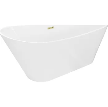 Vana Mexen Dora volně stojící vana 160 x 75 cm, bílá, přepad zlatý kartáčovaný - 52071607500-55 Volně stojící vany