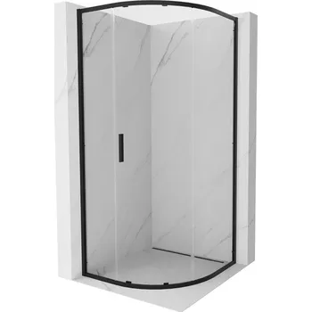 Mexen Exo polokruhový sprchový kout posuvný 70 x 70 cm, transparentní, černý - 8131-070-070-70-00 Sprchové kouty