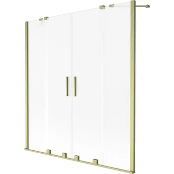 Vanová zástěna Mexen Velar Duo vanová zástěna dvoukřídlá posuvná 140 x 150 cm, mat, zlatý kartáčovaný - 896-140-000-32-55 Vanové zástěny