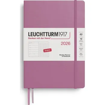 Diář Weekly Planner & Notebook 2026 Medium (A5) Dusty Rose - tečkovaný