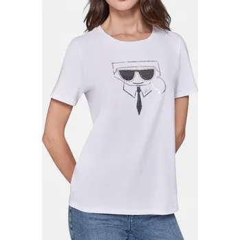 Dámské tričko Dámské bílé triko Karl Lagerfeld - Velikost M, Barva Bílá 56247 L4WHD078