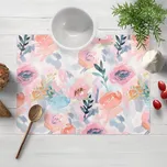 Sametové prostírání na stůl Tamara TMR-030 Růžovo-modré akvarelové květy 30x40 cm