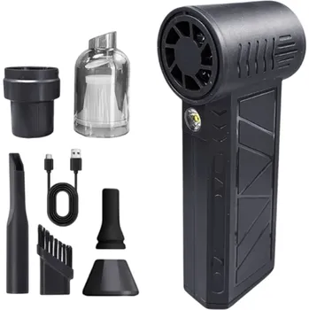 Prachovka Sada na vysávání a foukání Mini turbo ventilátor 130 000 ot./min Bezkartáčový motor USB-C Prachovka na auto 3 rychlosti 2×2500 mAh