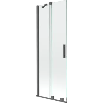 Vanová zástěna Mexen Velar vanová zástěna 2-křídlová posuvná 75 x 150 cm, transparentní, kartáčovaná gun gray - 896-075-000-01-66 Vanové zástěny