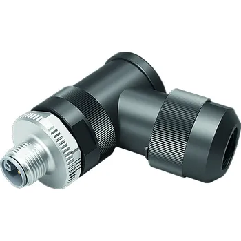 Binder 99 0639 370 05 Úhlový konektor M12, kontakty: M12x1.0, pro napájení, UL 2237 v přípravě, s PE připojením, 4+FE, 8,0-13,0 mm, nestíněný, šroubovací svorka, IP67.