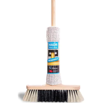 SET Tkaný hadr na podlahu s otvorem na hůl + Vektex Smeták dřevěný s násadou 120 cm