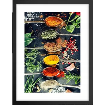 Obraz Obraz plakát v černém rámu do obýváku 30x40 koření plakáty na zeď