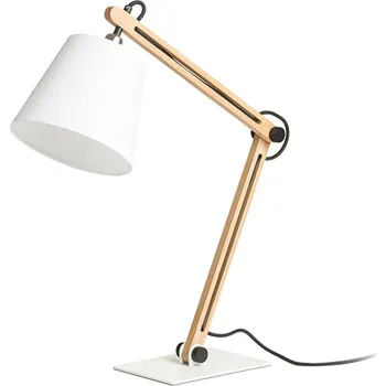 Lampička NIZZA stolní Polycotton bílá/dřevo 230V LED E14 7W