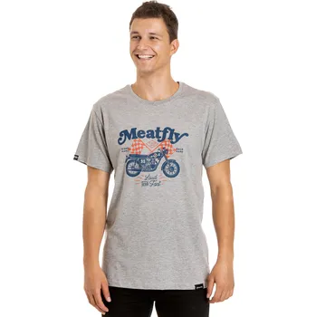 Pánské tričko MEATFLY triko LOUD AND FAST grey heather - XL