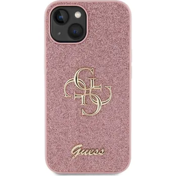Pouzdro na mobilní telefon Kryt na mobil Guess PU Fixed Glitter 4G Metal Logo Zadní Kryt pro iPhone 13 Pink