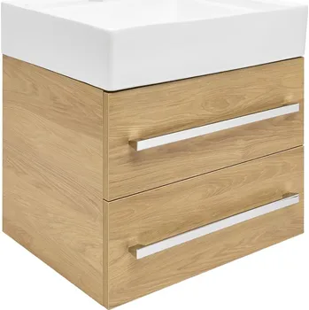Nábytek Koupelnová skříňka s umyvadlem SAT Cube Way 60x53x46 cm dub Hickory mat CUBE46602DHSATCW - CUBE46602DHSATCW