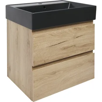 Nábytek Koupelnová skříňka 2 zásuvková s umyvadlem SAT B-Way 59x50x45 cm dub mat BWAY260OAKU2BB - BWAY260OAKU2BB