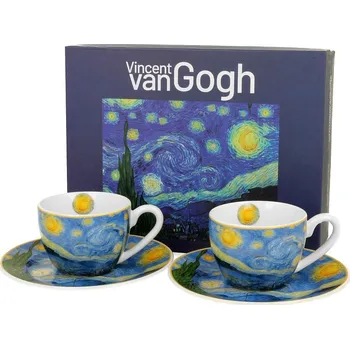 DUO Gifts DG - Šálek s podšálkem na espresso Vincent van Gogh Hvězdná noc 2 ks - 110 ml
