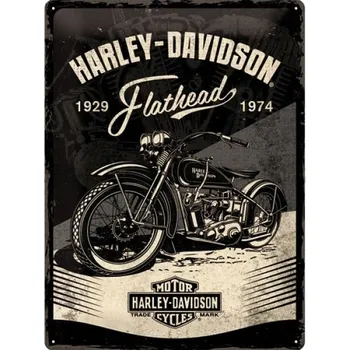 Plechová cedule NOSTALGIC ART cedule HARLEY-DAVIDSON FLATHEAD black/white