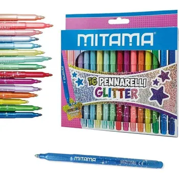 Mitama Mitama, 62845, sada ergonomických popisovačů/fixy, glitter, 16 ks