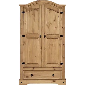 Šatní skříň Skříň PIMBOW 2D1S, masiv borovice, vosk + vyzvednutí ZDARMA
