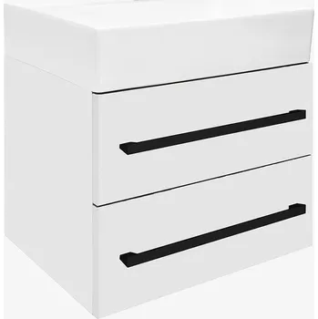 Koupelnový nábytek Koupelnová skříňka s umyvadlem a černou úchytkou SAT Cube Way 60x53x46 cm bílá lesk CUBE46C602BISATCWL - CUBE46C602BISATCWL