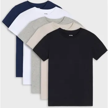 Sinsay - Základní trička 5 pack - vícebarevná - 903GE-MLC - 903GE-MLC-110