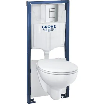 WC sada Grohe Set předstěnové instalace, klozetu Bau Ceramic a sedátka softclose, tlačítko Skate Cosmopolitan, chrom - G39586000
