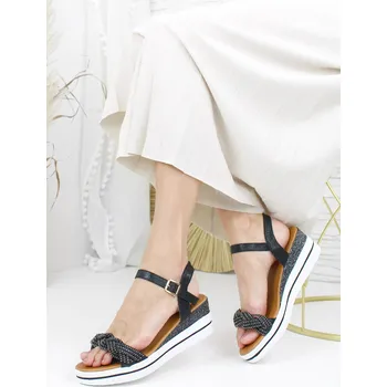 Dámské sandále DoAndBe Černé sandály na klínku JJ-10B Velikost: 41