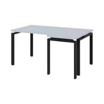 Psací stůl MHRK 38 - 166 stůl kancelářský, rohový, pravý, kovová podnož černá, deska 36 mm, široký 1600 mm, bílá