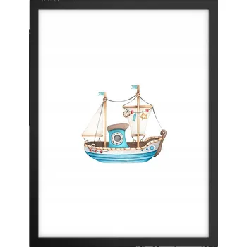 Obraz Obraz, plakát v černém rámu do obýváku 30x40 loď foto plakáty na zeď